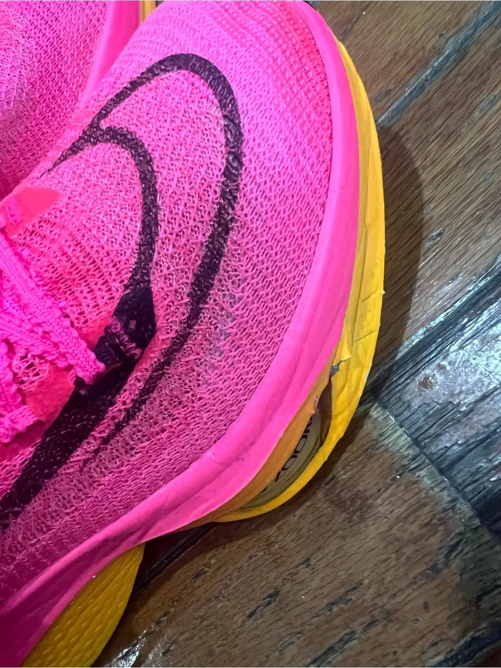 Nike Women's Hot Pink and Yellow ZoomX Running Shoes with Black Swoosh size w 9